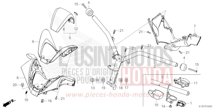 STEERING HANDLE/HANDLE COVER for Forza 350 MAT CYNOS GRAY METALLIC (NH312) from 2021